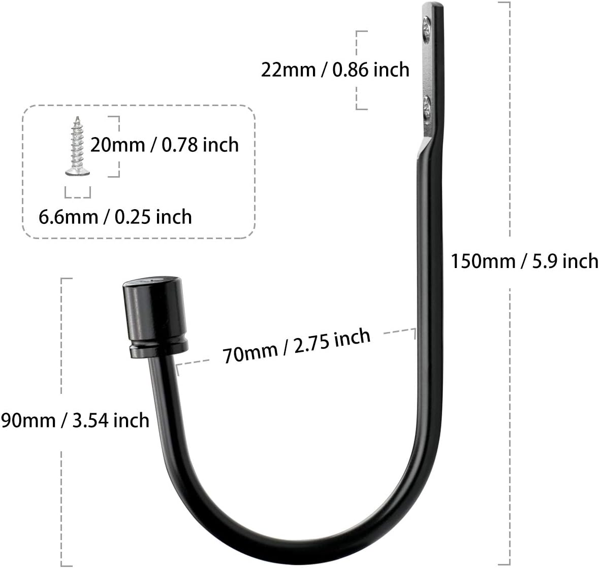 iLoft Metal Curtain Holdbacks U Shaped Hooks Wall Mounted Black 2pcs