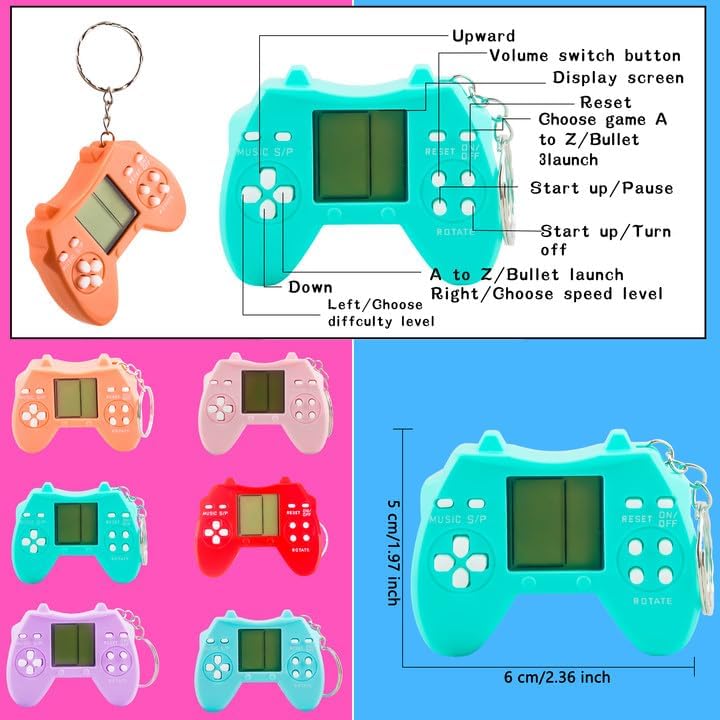 18 Pack Mini Game Keychain for Parties and Gifts
