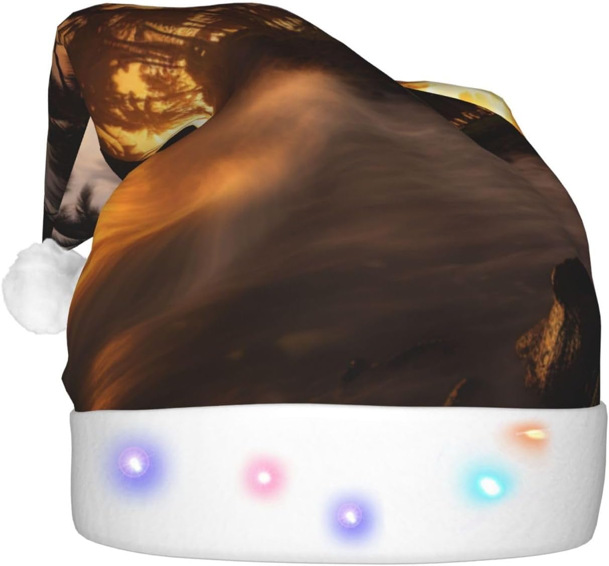 QINZHENG Christmas Velvet Santa Hat with LED Lights