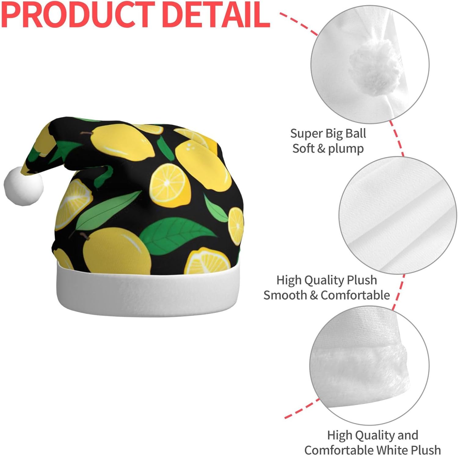 Personalized Santa Hat with Lemon Print for Women