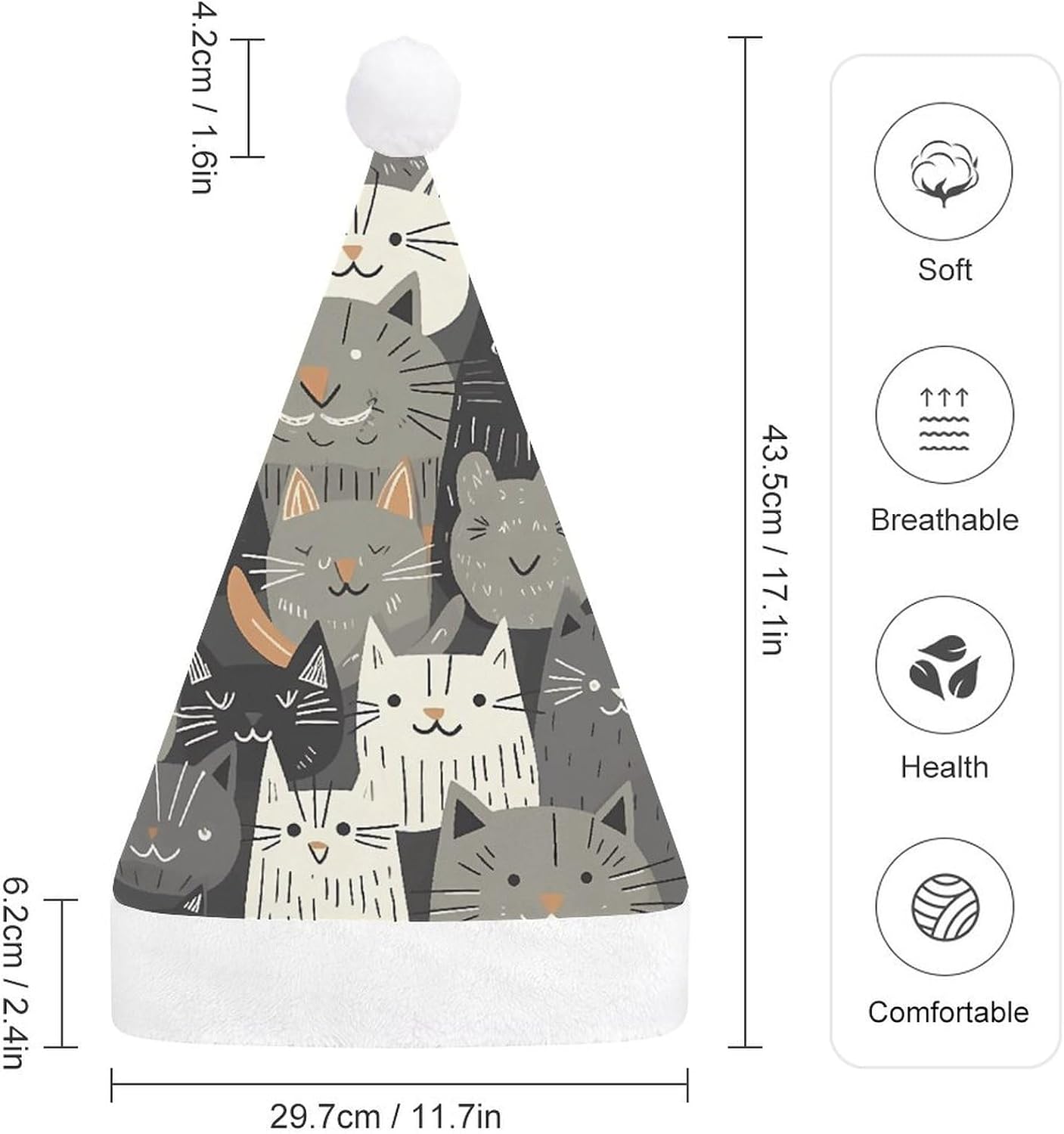 Santa Hat Christmas Tree Style Cat Xmas Hat for Adults