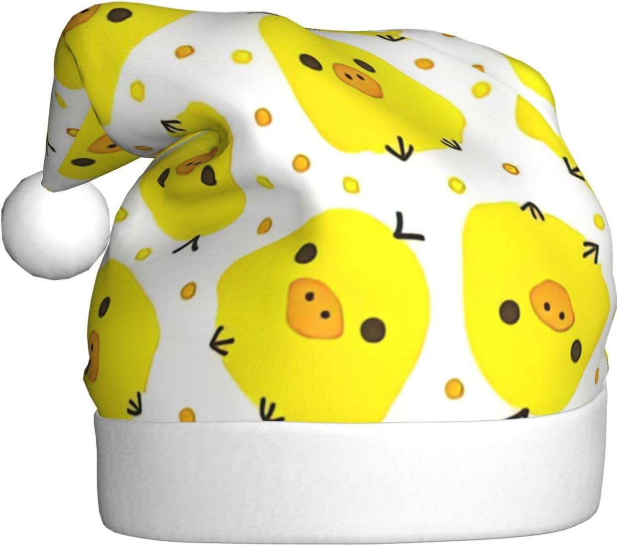 QINZHENG Personalized Santa Hat with Yellow Chicken Print