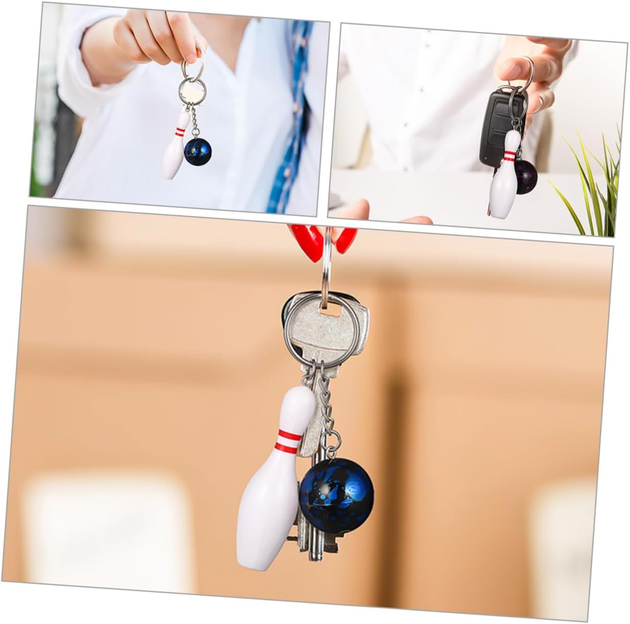 8pcs Bowling Keychains Sports Themed Keyring Packs for Parties