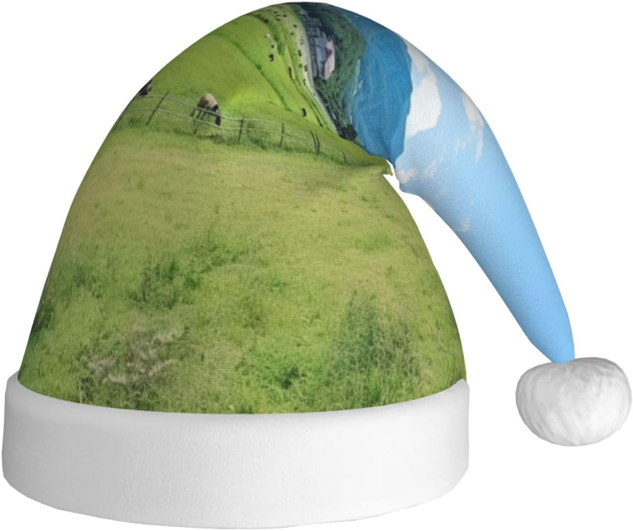 QINZHENG Personalized Santa Hat with Grasses View Print