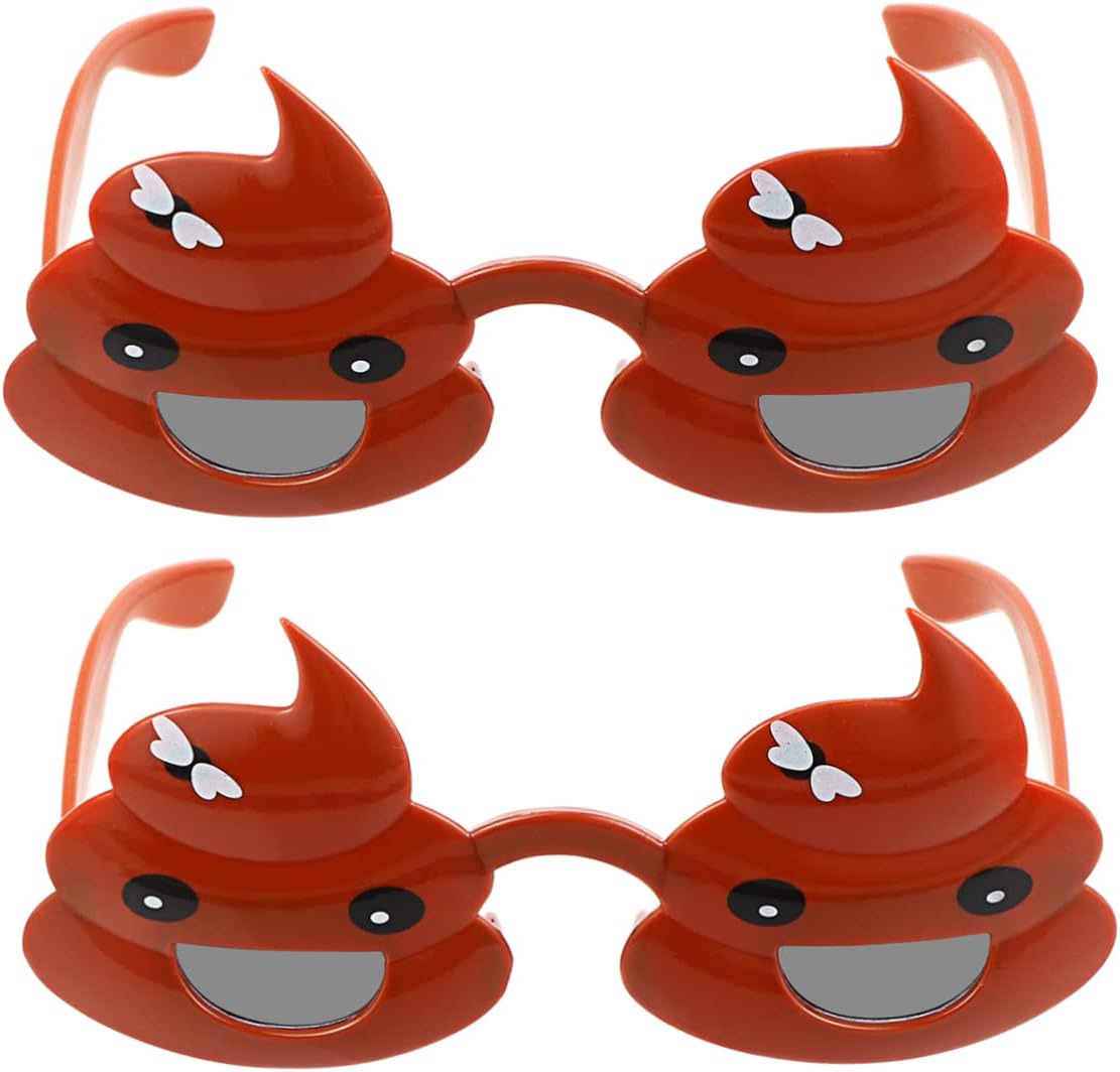 Toyvian 2Pcs Funny Poo Shape Glasses Novelty Party Props