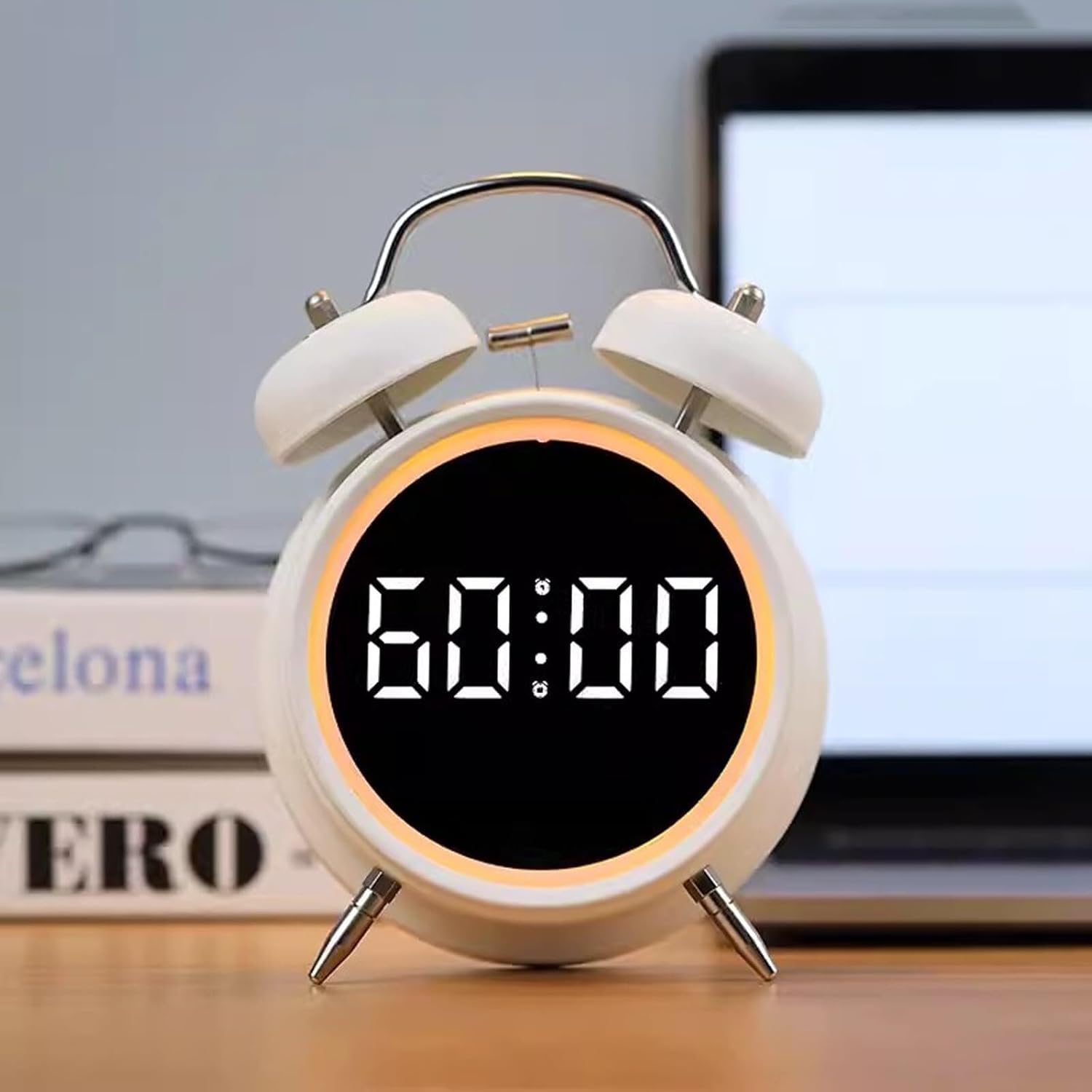 Rechargeable Double Bell Alarm Clock with Night Light