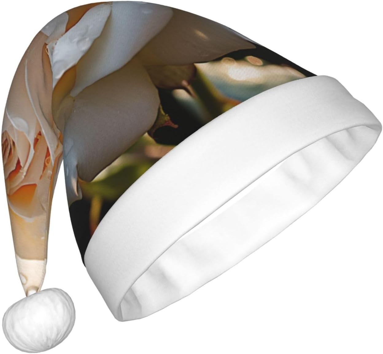 QINZHENG White Rose Santa Hat for Women