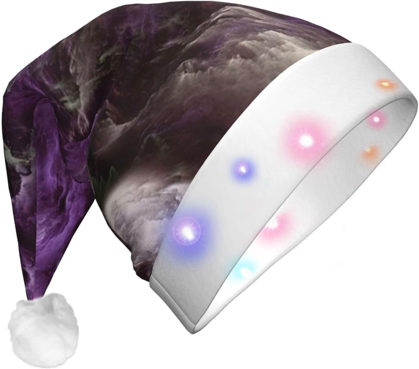 QINZHENG Purple Galaxy LED Santa Hat for Christmas Party