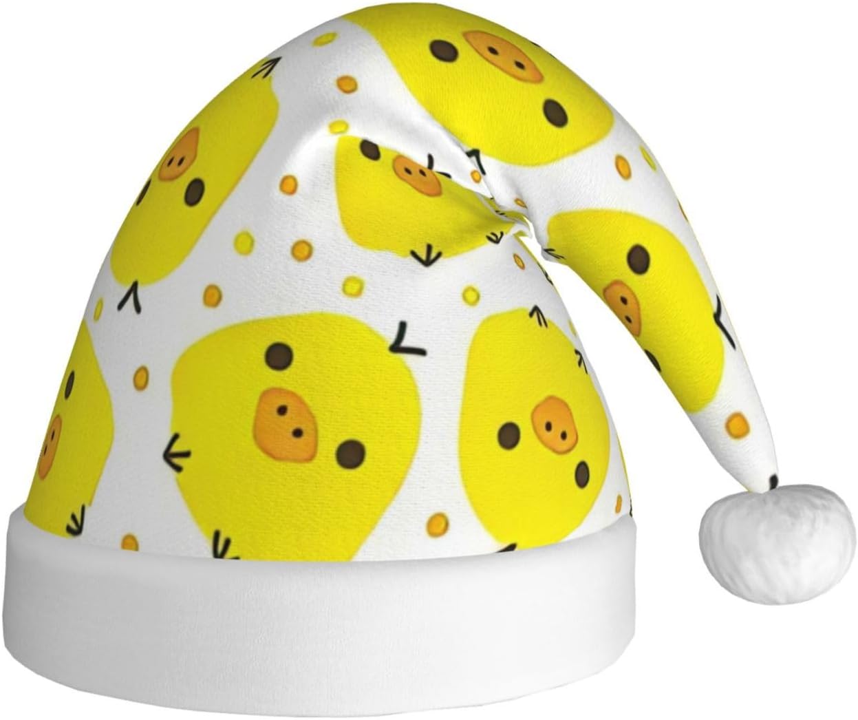 QINZHENG Personalized Santa Hat with Yellow Chicken Print