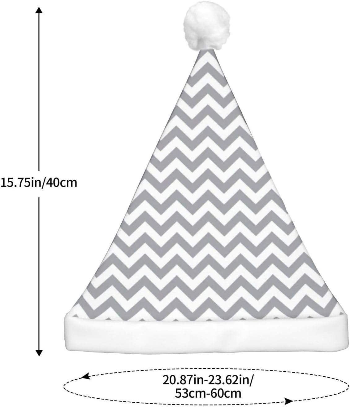 Gray Waves Striped Christmas Hat with Lights
