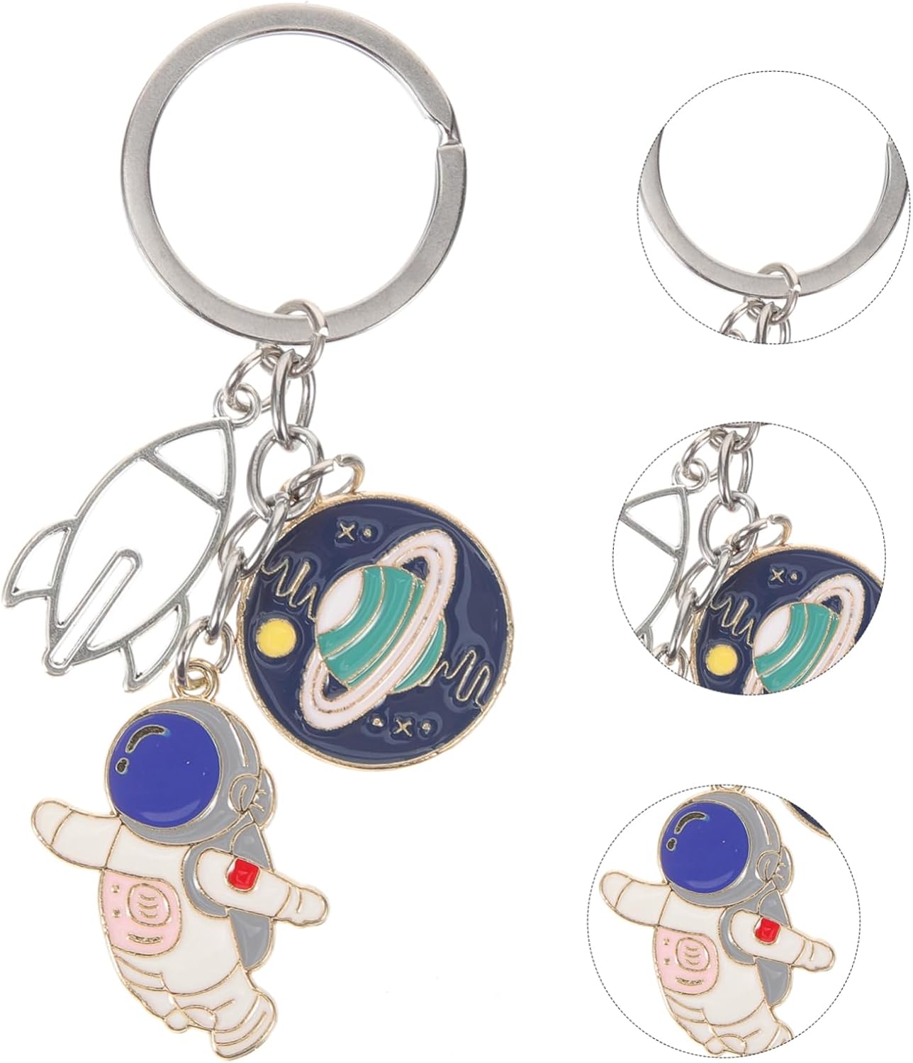 Cartoon Universe Keychain with Astronaut Design for Keys and Backpacks