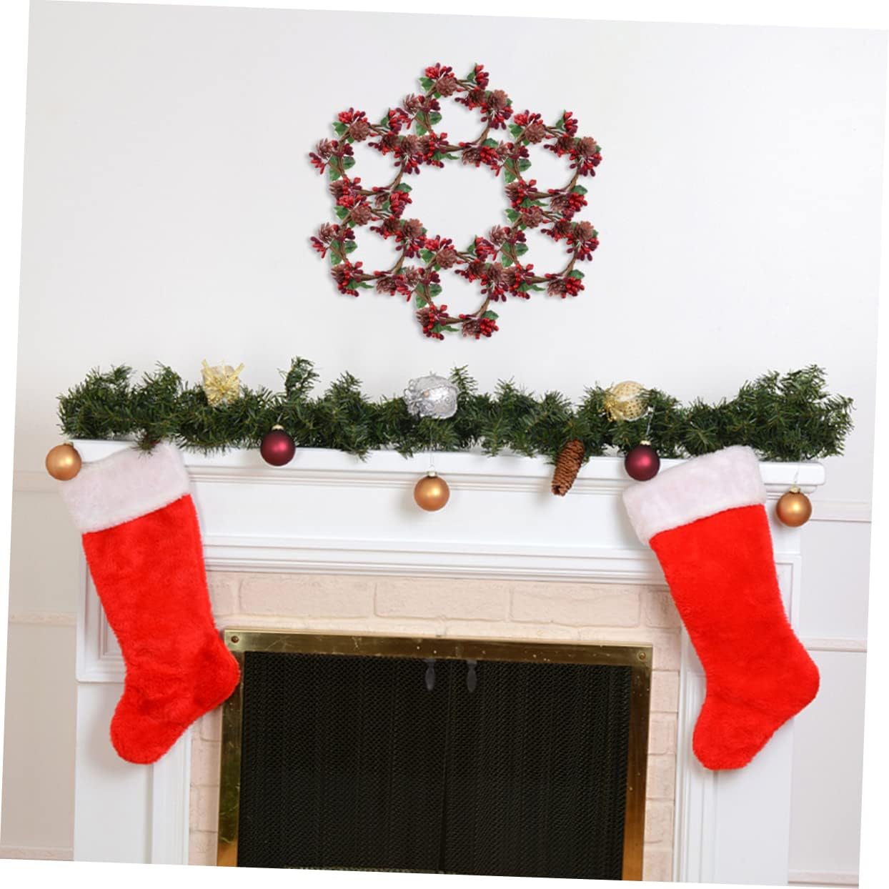 2pcs Berry Candle Simulation Wreaths for Christmas Decor
