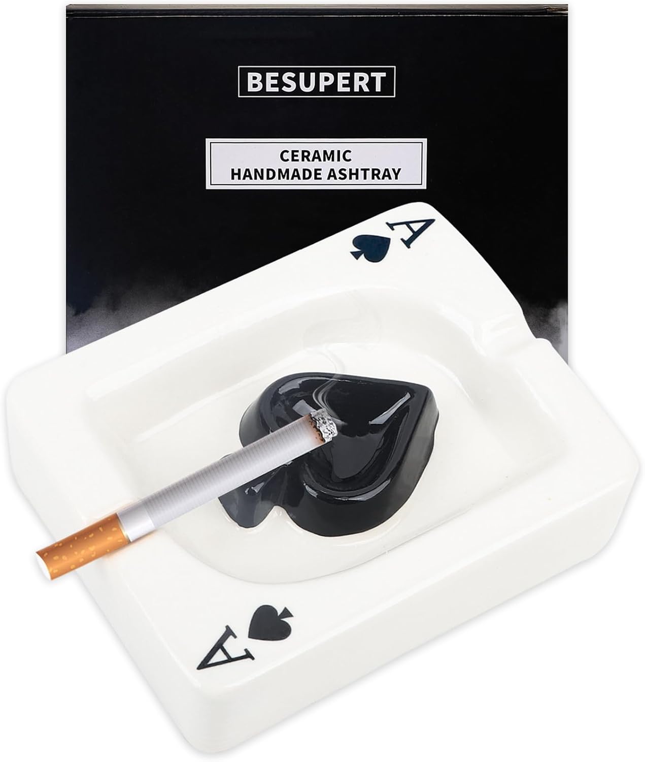 BESUPERT Poker Ace of Spades Ceramic Ash Tray