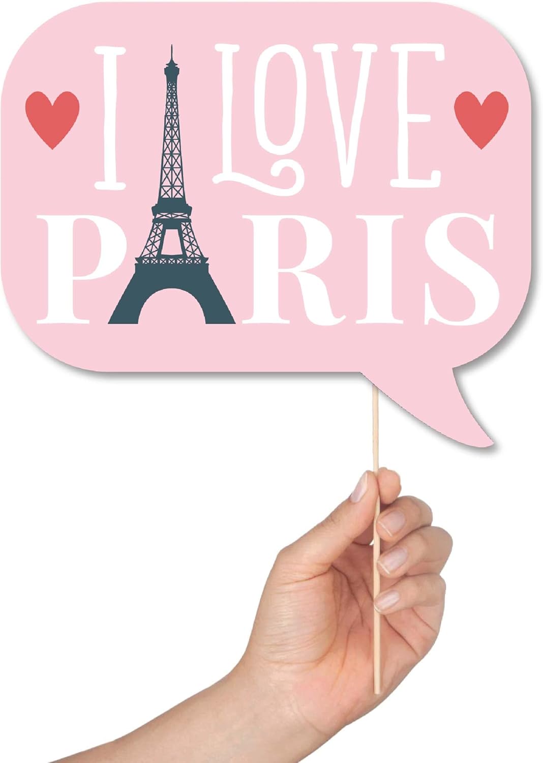 Paris Photo Booth Props 41-Pc Kit with Sign Sticks and Adhesive Pads