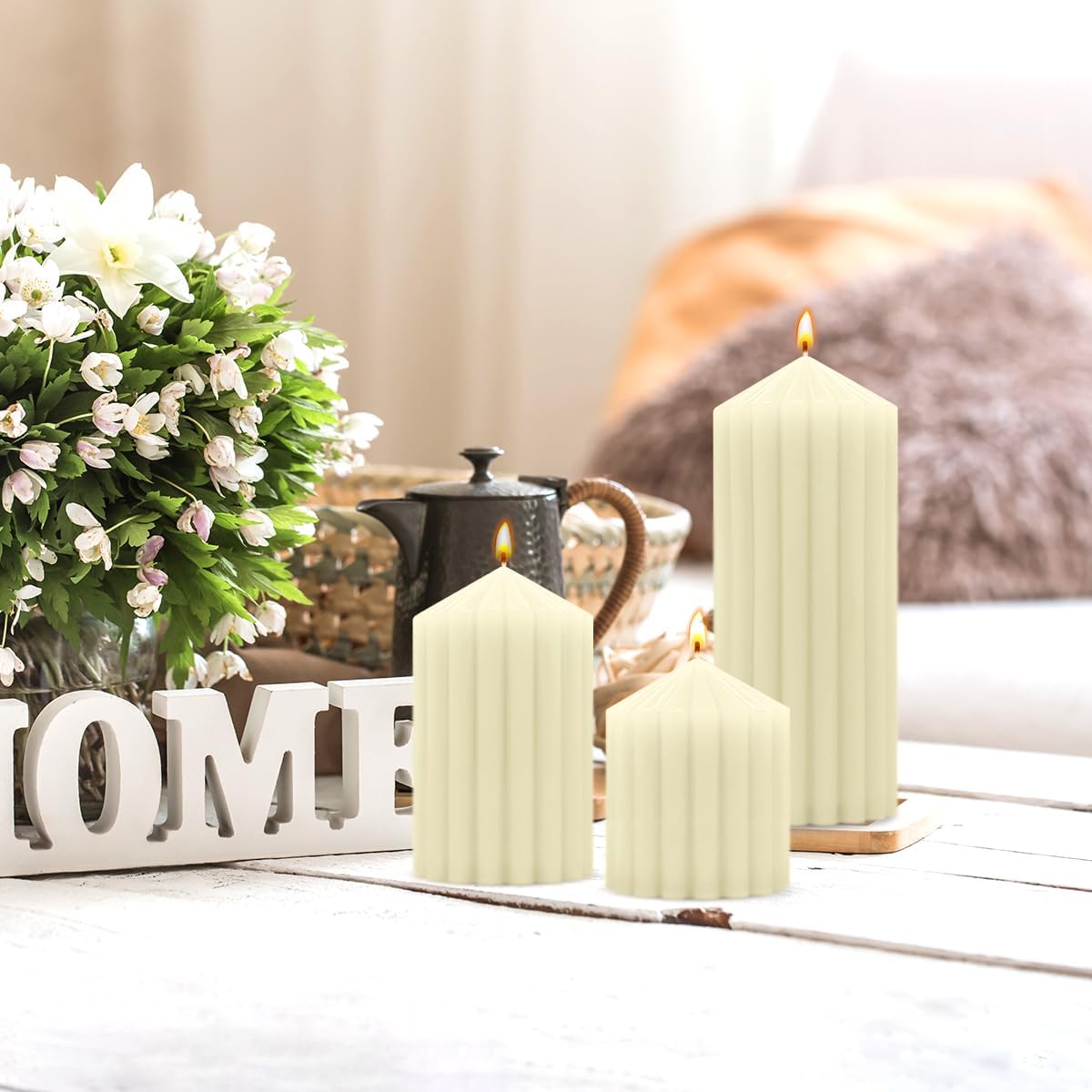 Ivory Handmade Decorative Pillar Candles 275x3 4 6 Inch