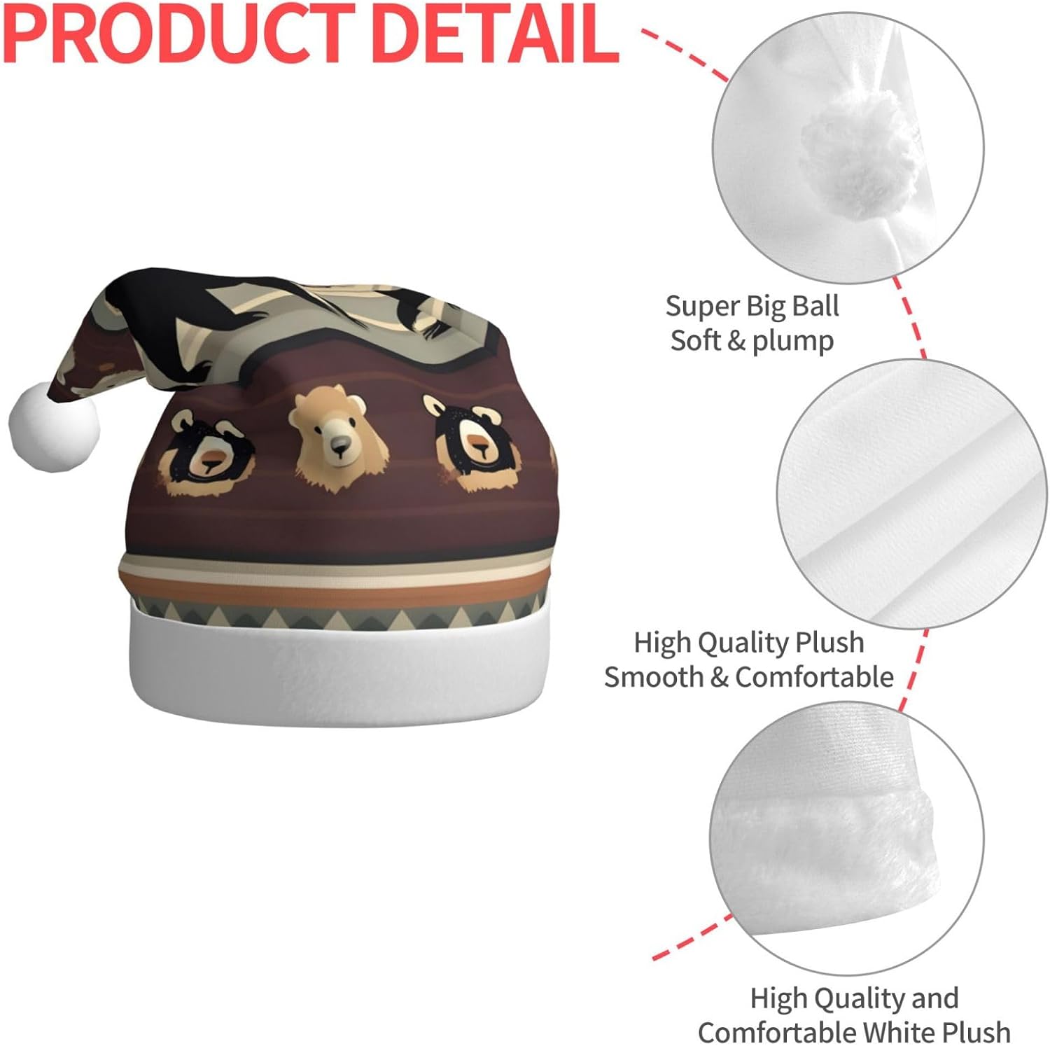 Personalized Santa Hat with Bear Print for Women