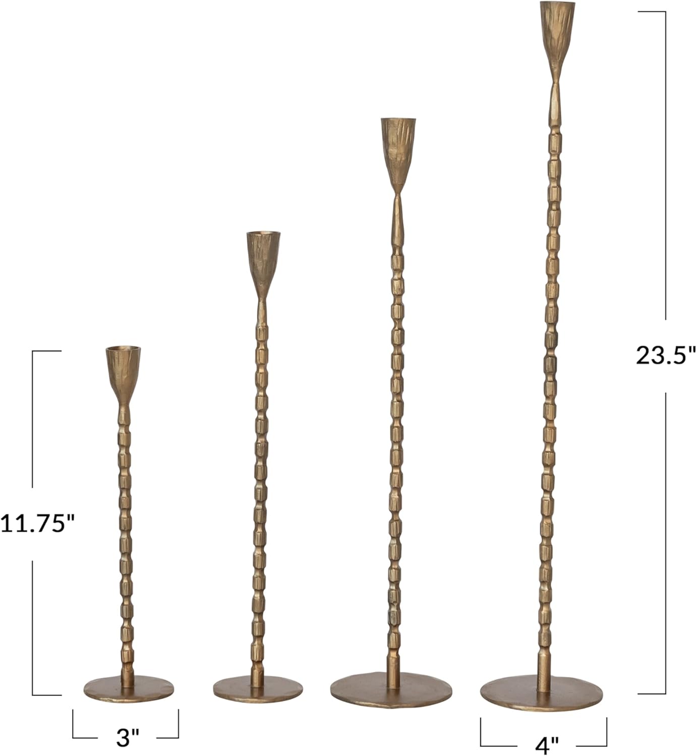 Creative Co-Op 4-Piece Gold Taper Candle Holders