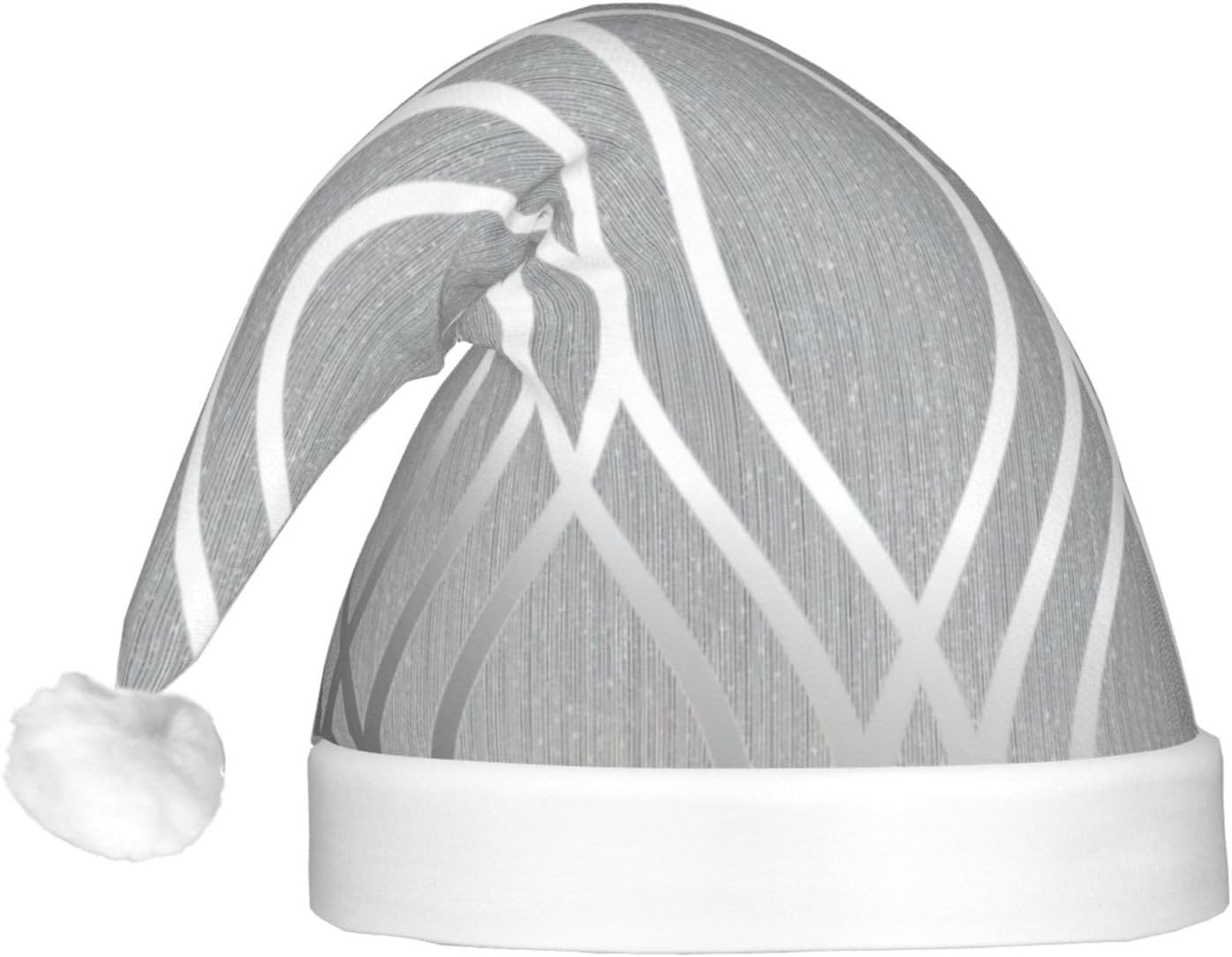 Silver Geometric Print LED Christmas Hat for Adults