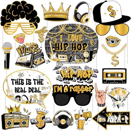 Cheereveal Hip Hop Photo Booth Props 24 Pieces