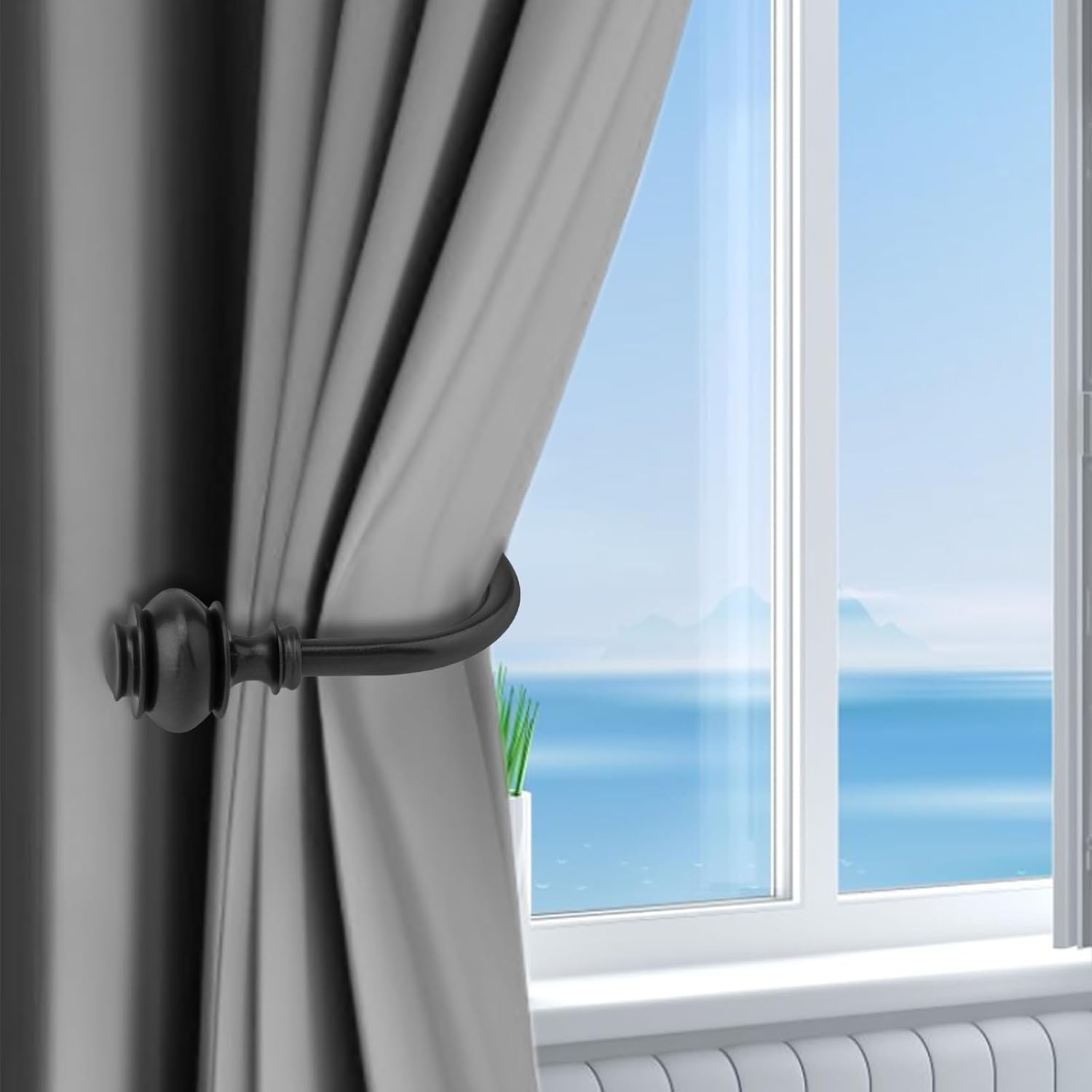 Curtain Holdbacks 4 Pack Black Wall Mounted Hooks
