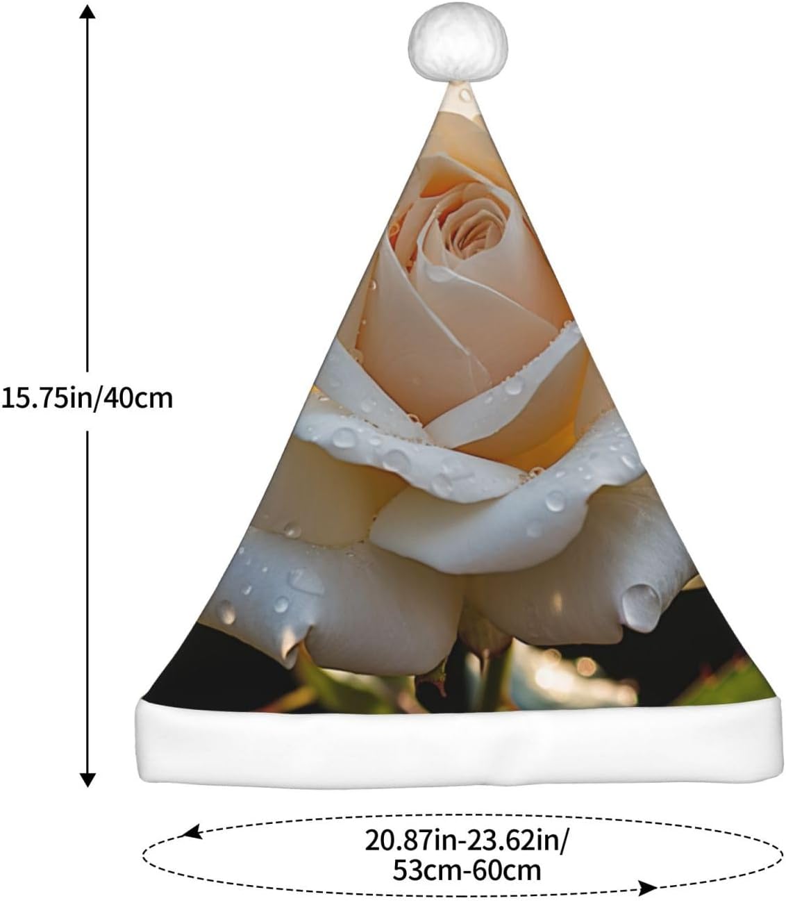 QINZHENG White Rose Santa Hat for Women