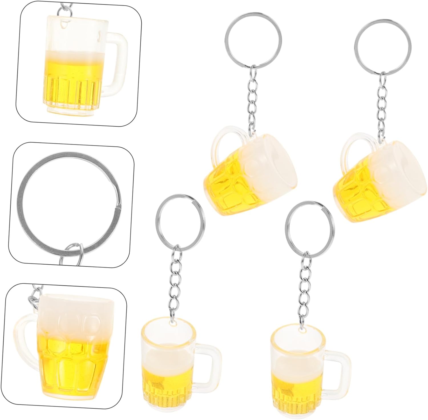 PRETYZOOM 4pcs Beer Cup Keychain for Backpacks and Parties
