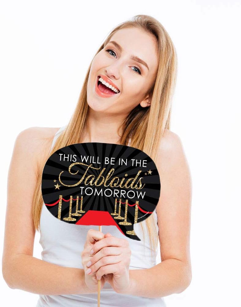 Big Dot of Happiness Funny Red Carpet Photo Booth Props Kit 10 Ct