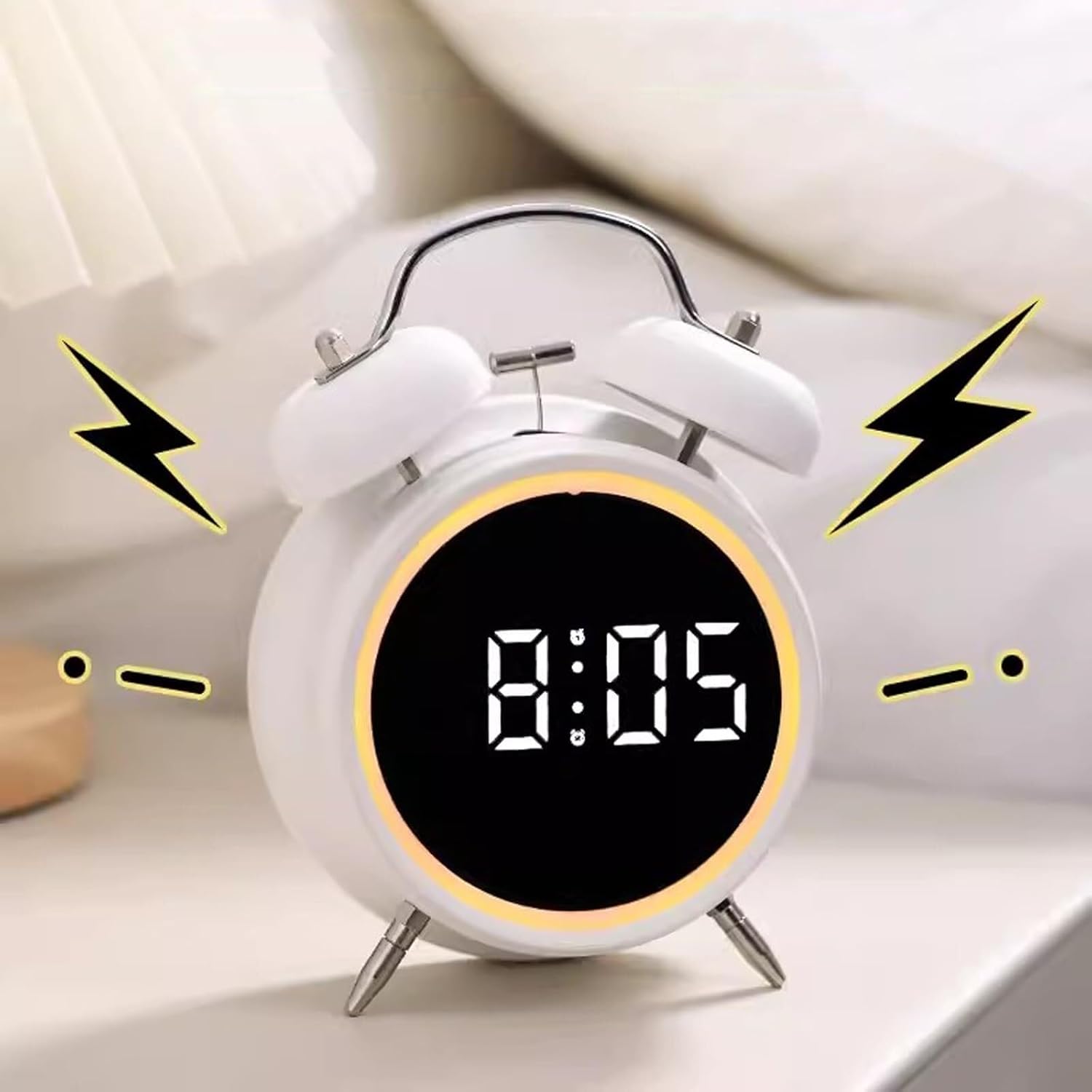 Rechargeable Double Bell Alarm Clock with Night Light