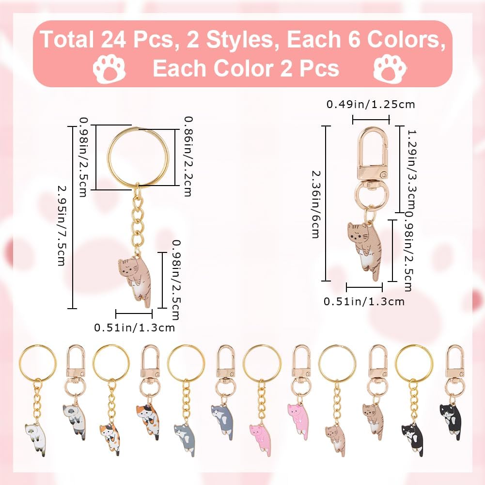 CRASPIRE 24 Pcs Cartoon Cat Keychain Pack