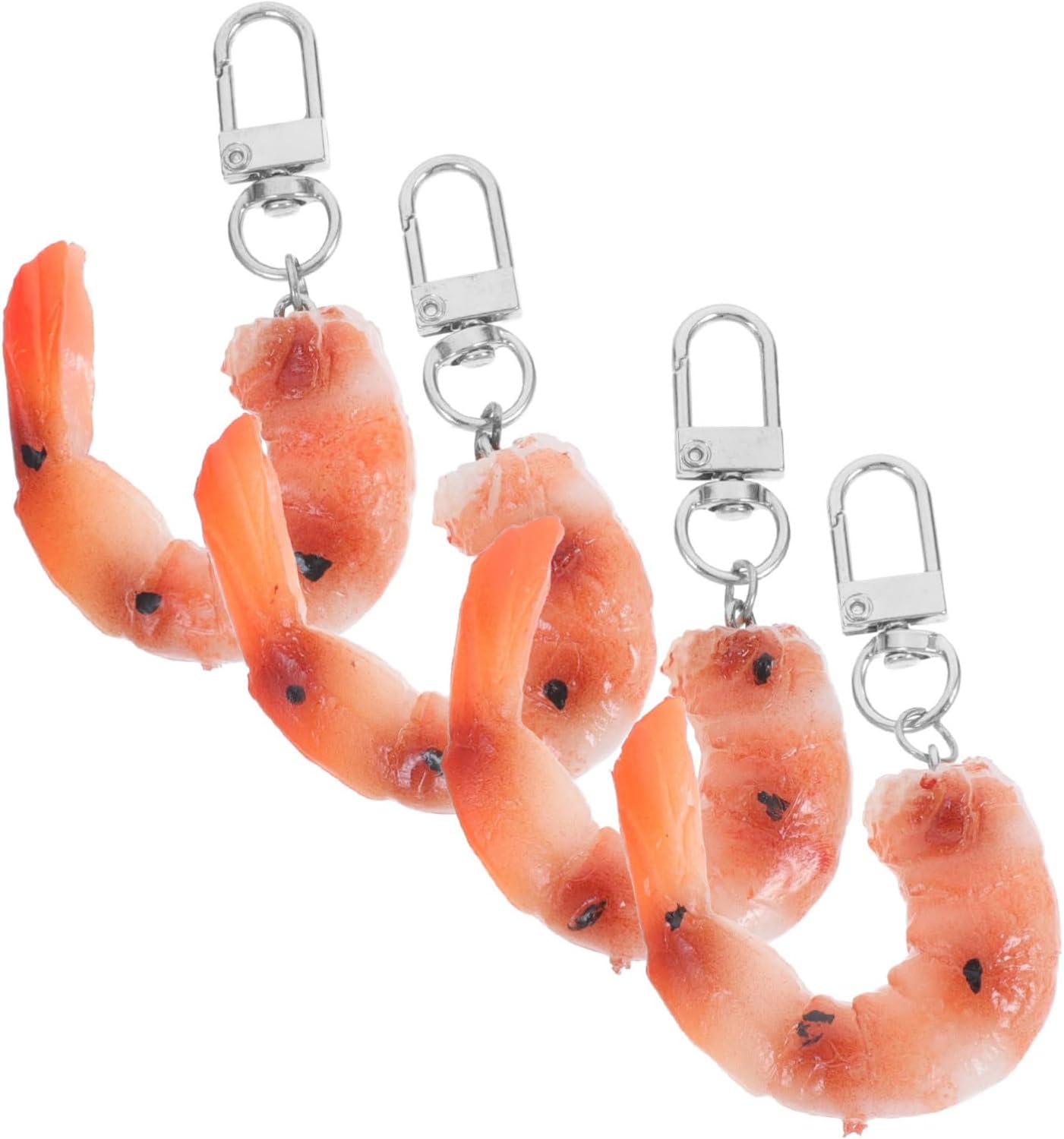 VALICLUD 4pcs Creative Imitation Shrimp Keychain Charms