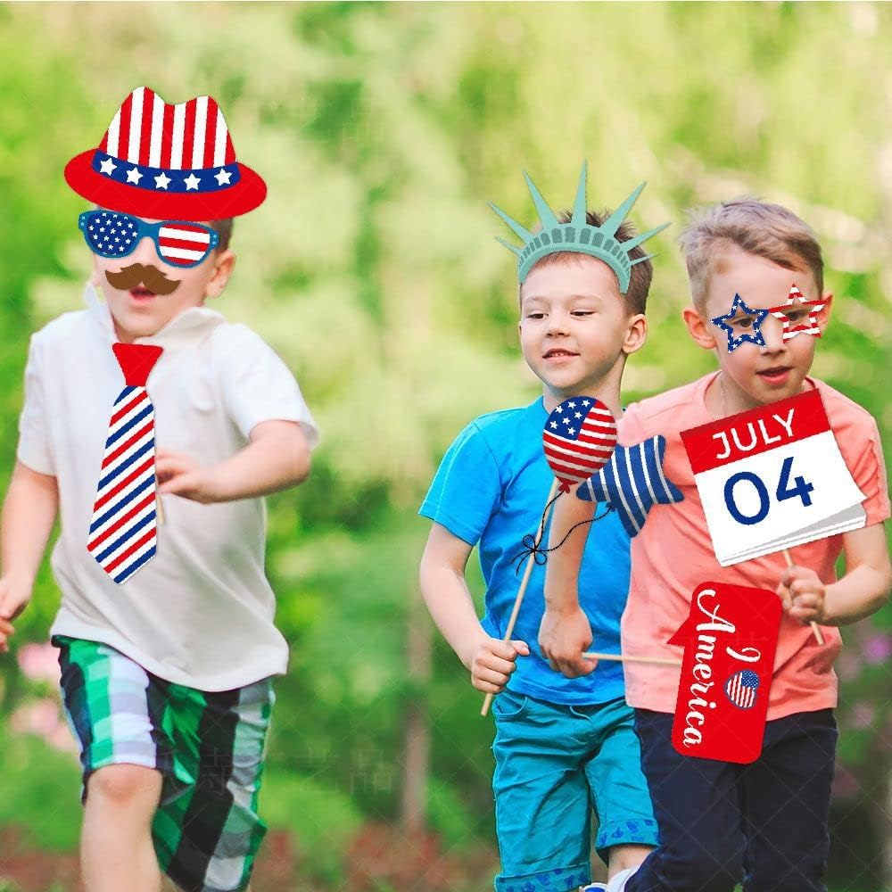 25 Pcs Patriotic Photo Booth Props for 4th of July