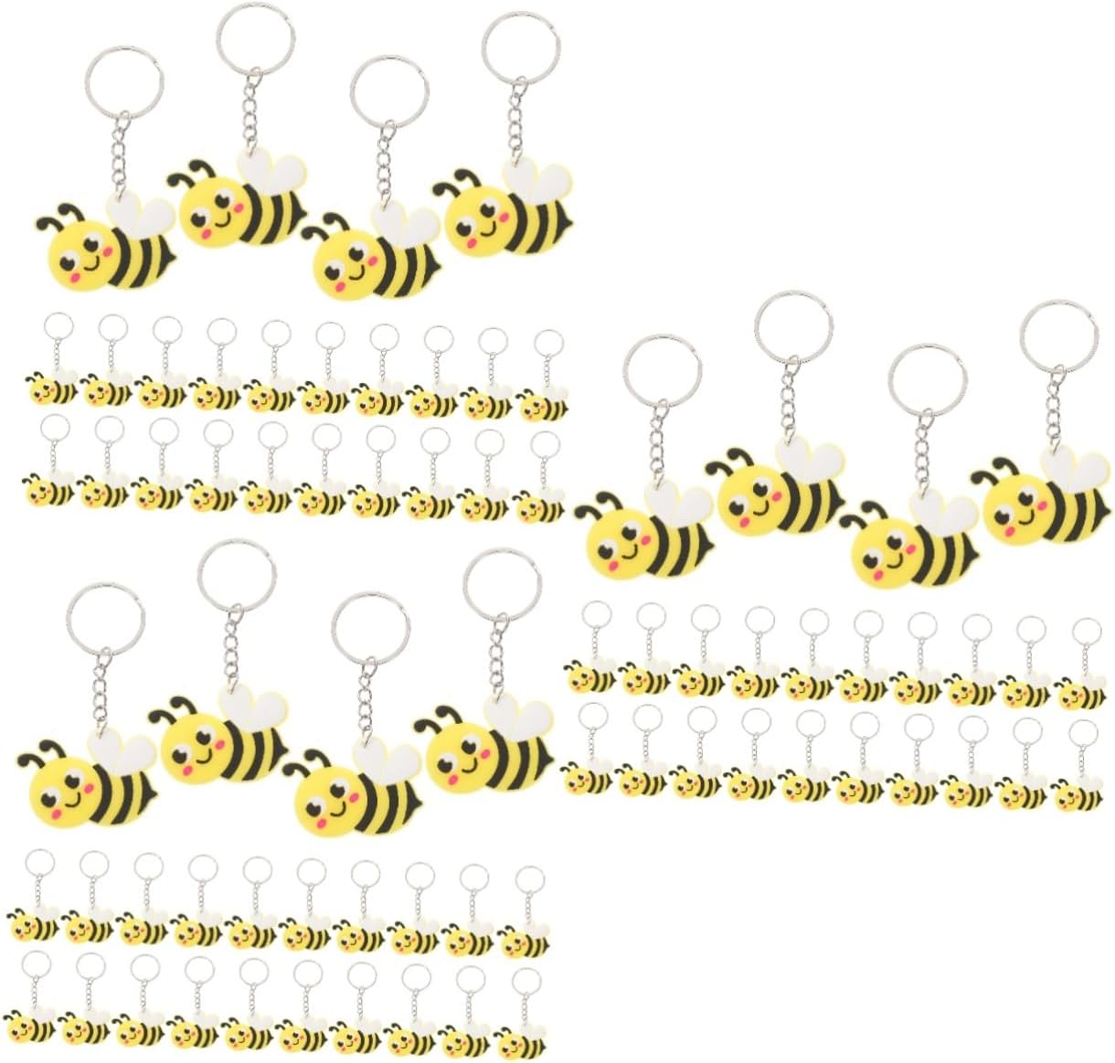 72 Pcs Cartoon Bee Metal Keychains Party Favors