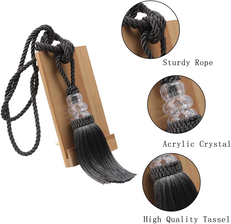 BEL AVENIR 2 Pack Crystal Curtain Tiebacks Holdbacks