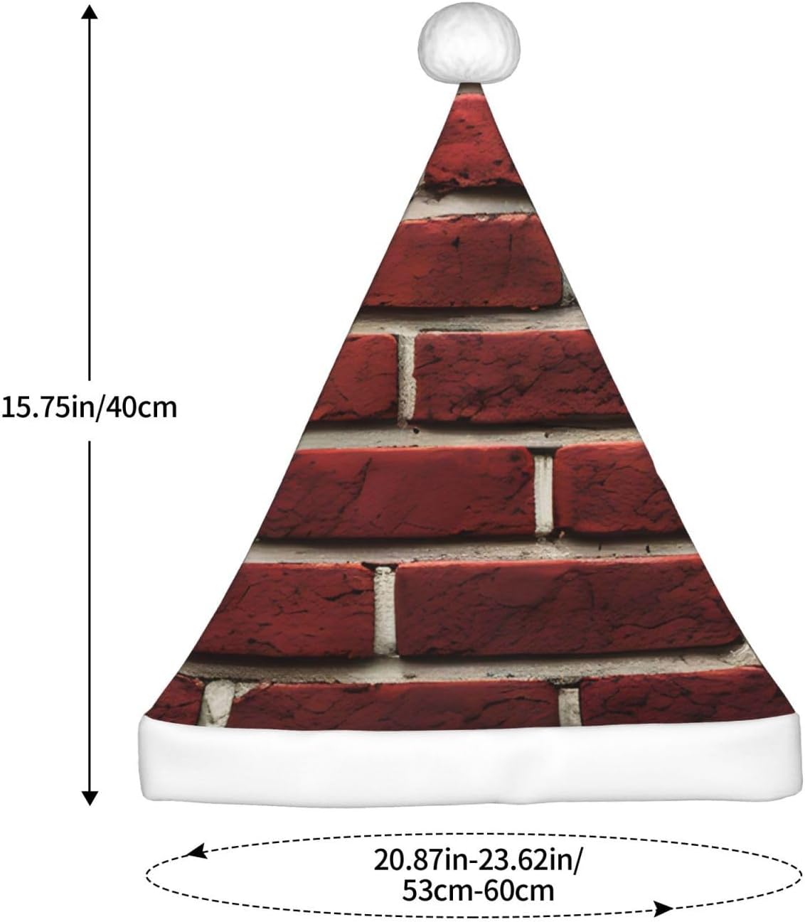 Personalized Santa Hat with Brick Red Stone Print
