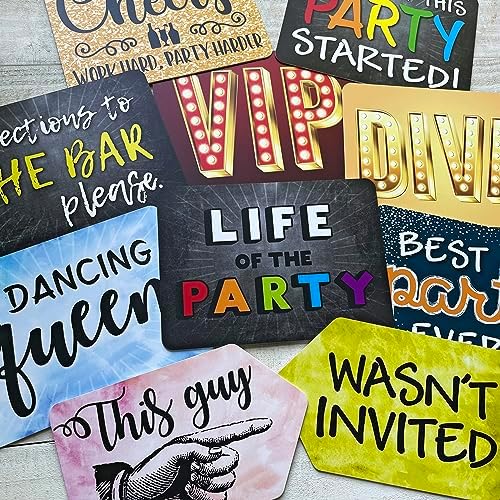 Plastic Photo Booth Prop Signs Set of 10 Phrases