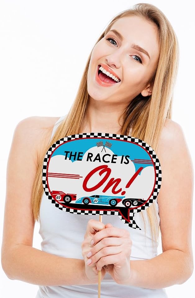 Big Dot of Happiness Lets Go Racing Photo Booth Props Kit 20 Count