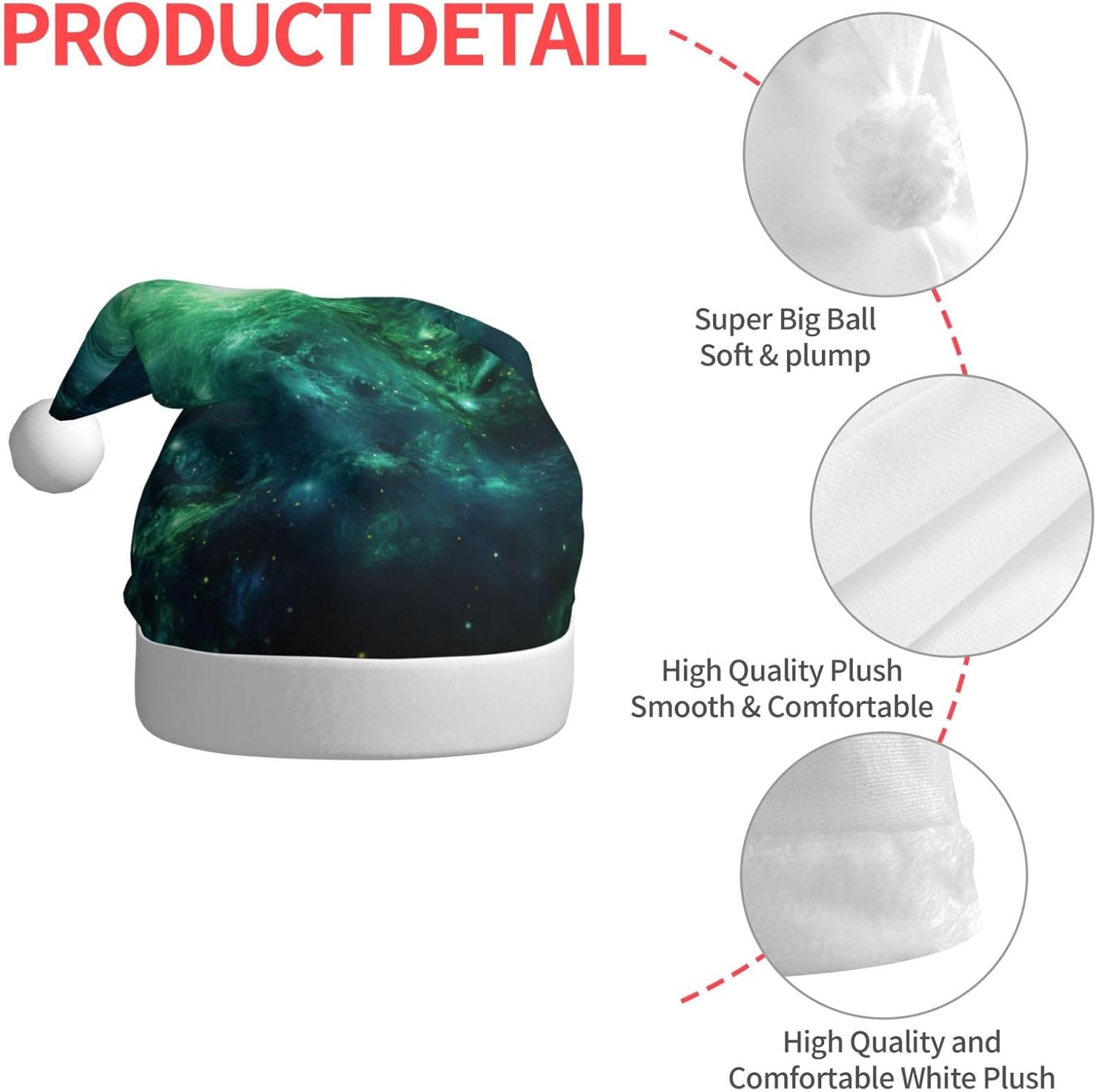 Galaxy Green Print Personalized Santa Hat for Women