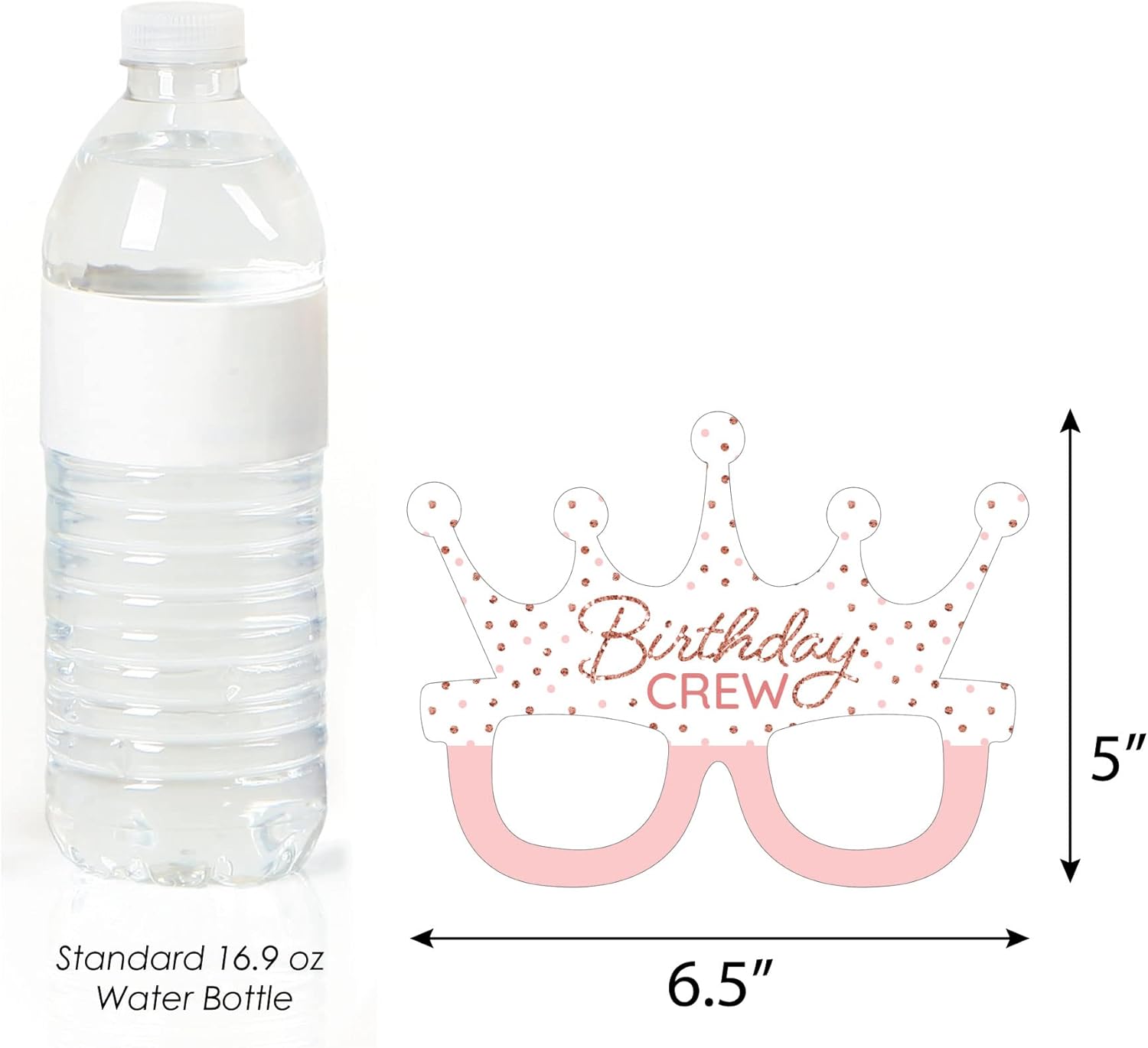 Pink Rose Gold Birthday Photo Booth Props Kit - 10 Count