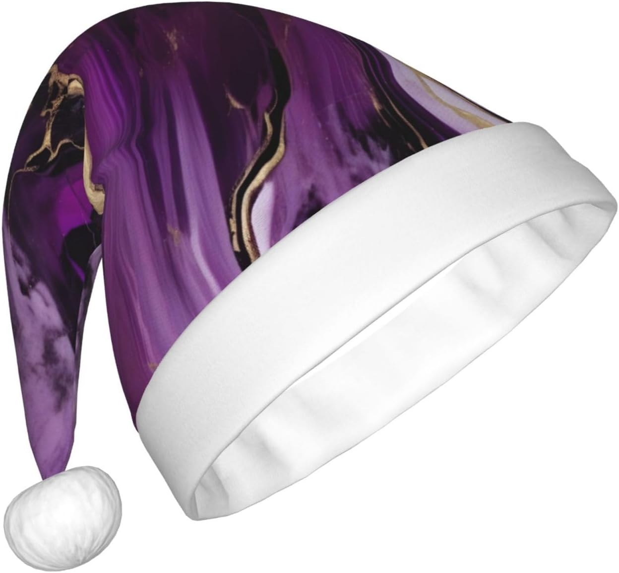 QINZHENG Personalized Santa Hat with Dark Purple Texture Marble Print