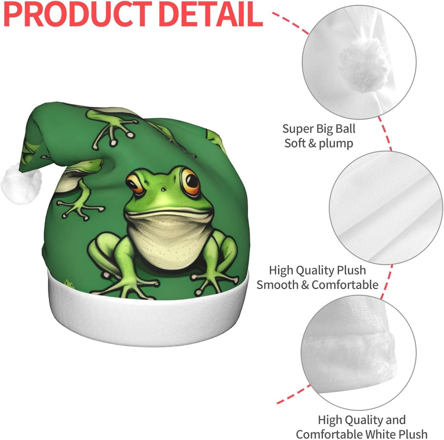 Funny Green Frogs Print LED Santa Hat for Adults Christmas Party Hat