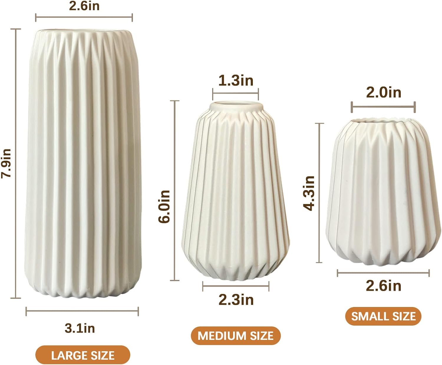 Modern Ceramic Vases Set of 3 for Home Decor