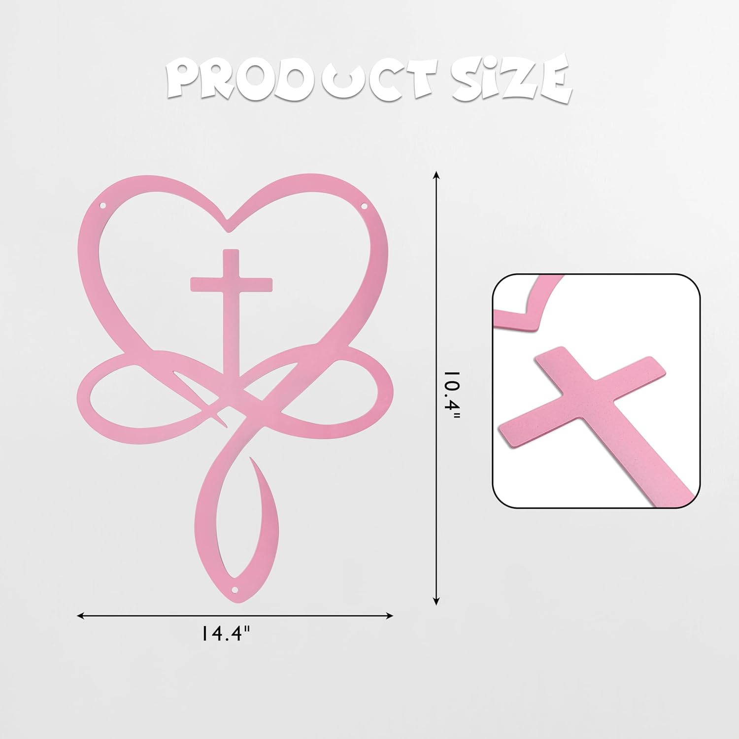 Metal Infinity Heart Cross Wall Decor Pink