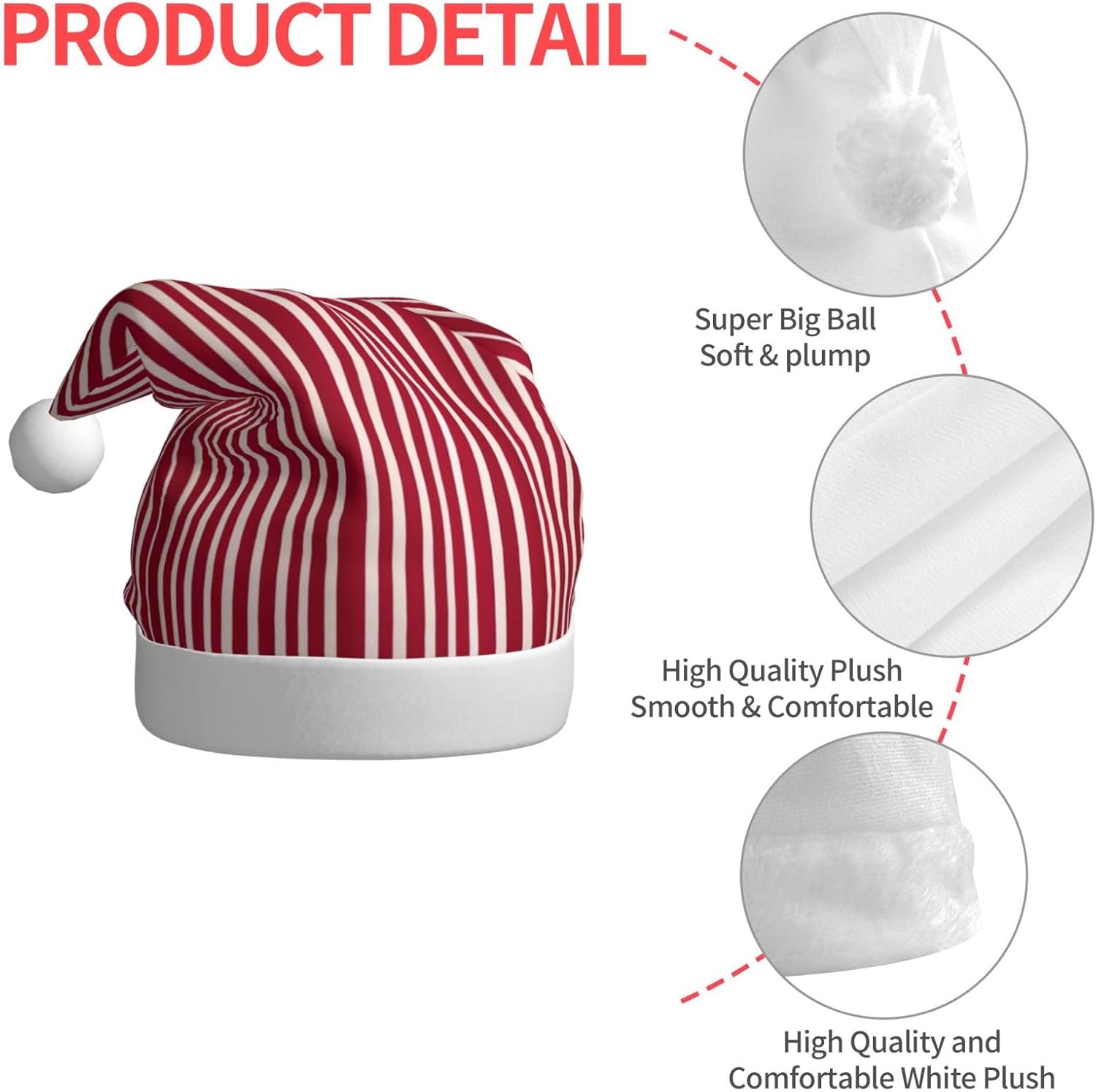 QinZheng Personalized Santa Hat Red and Black Plaid Velvet Plush Christmas Headwear