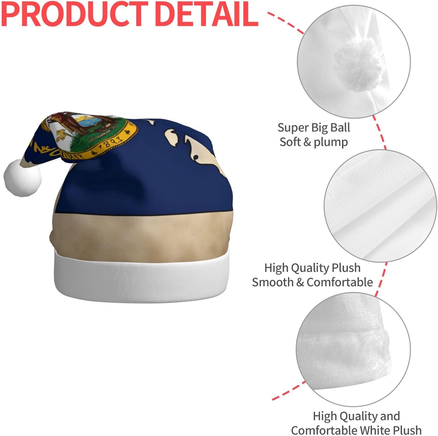 QINZHENG Abstract Minnesota Flag Santa Hat Velvet Plush Christmas Gift for Women