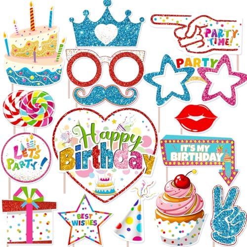 Duormal Colorful Birthday Photo Booth Props Kit