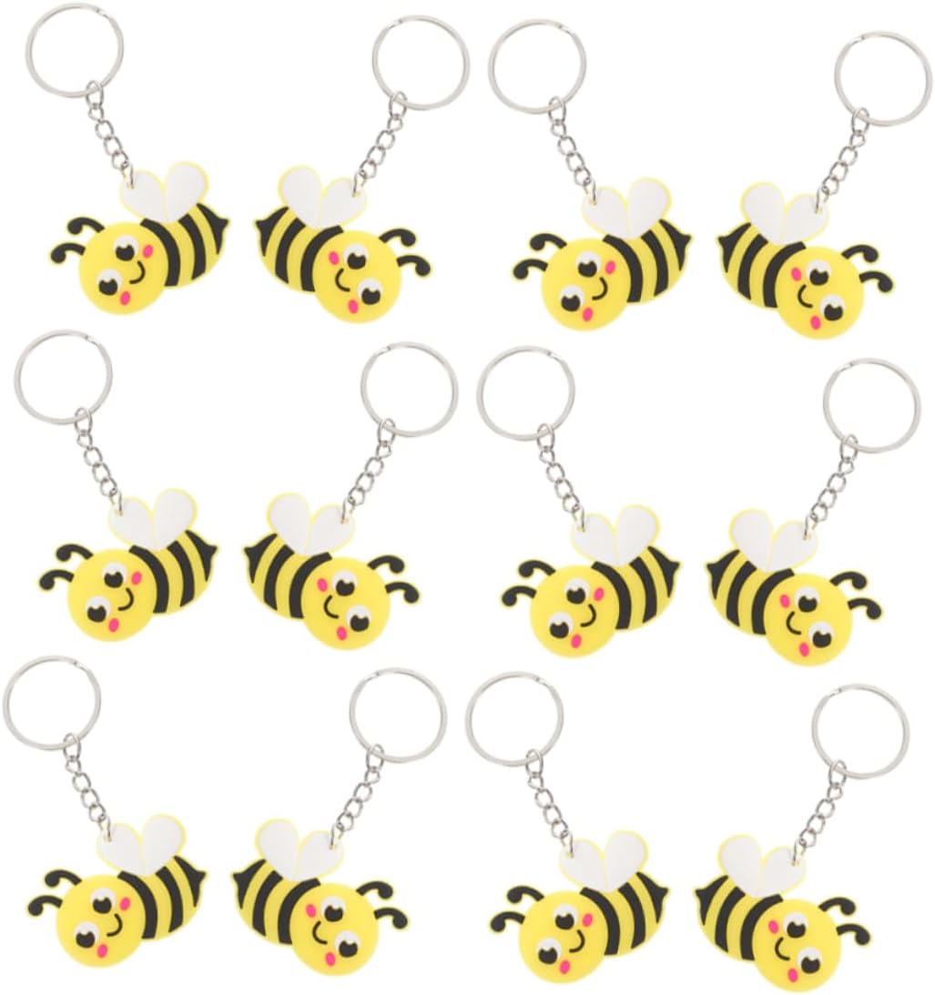 VICASKY 20pcs Bee Keyrings Cute Spring Themed Backpack Charms Party Favors