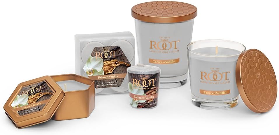 Root Candles Honeycomb Veriglass Scented Beeswax Blend Candle - Small - Tobacco Vanilla