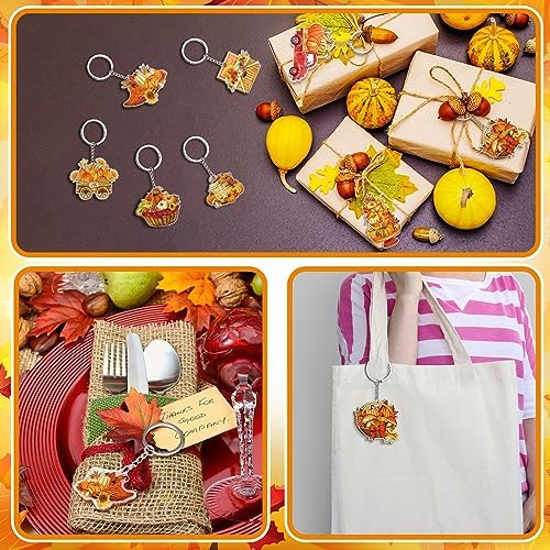 Kigeli 60 Pcs Fall Theme Keychains Pumpkin Truck Harvest Party Favors