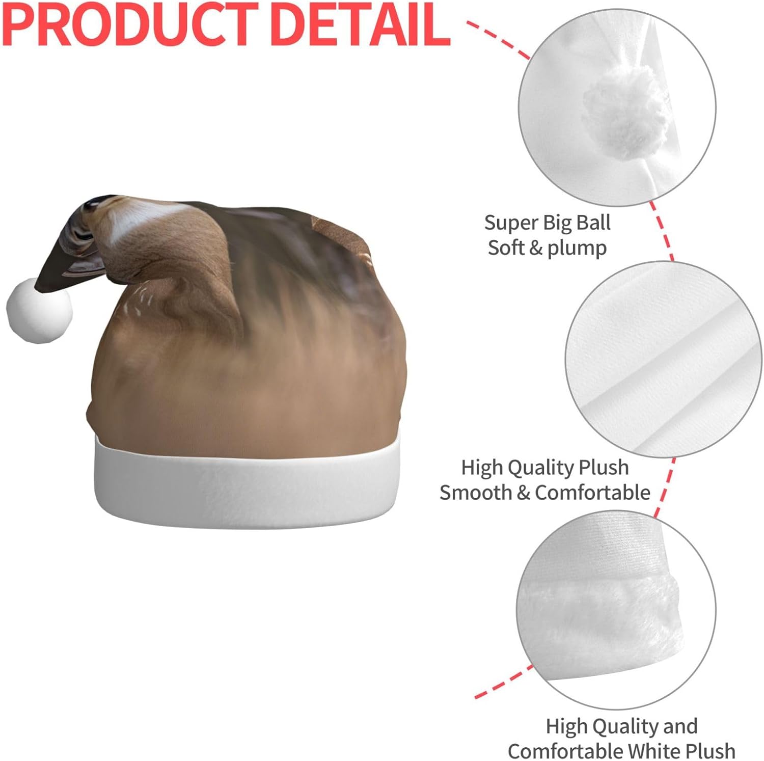 QINZHENG White Tailed Deer Santa Hat Christmas Headwear