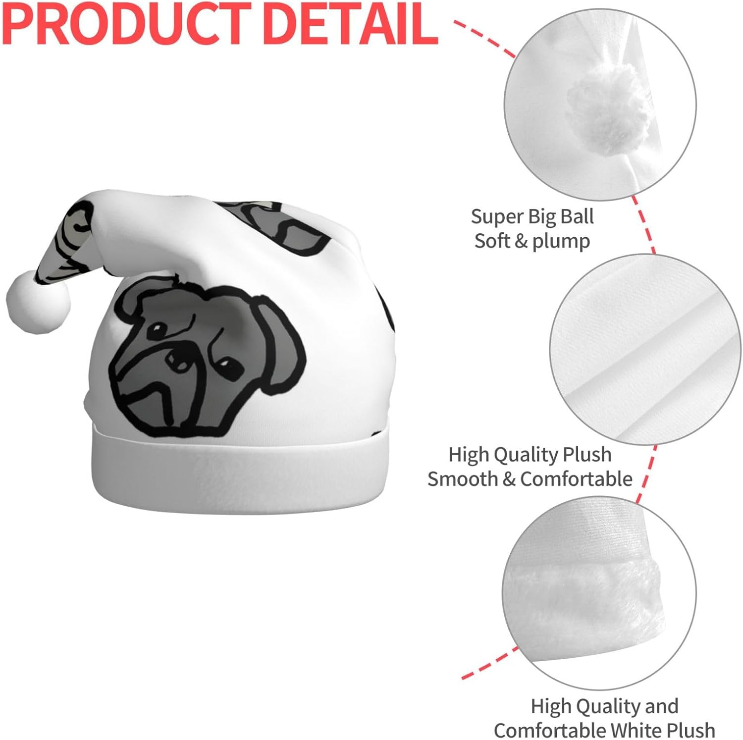 QINZHENG Personalized Santa Hat with Merican Dog Print